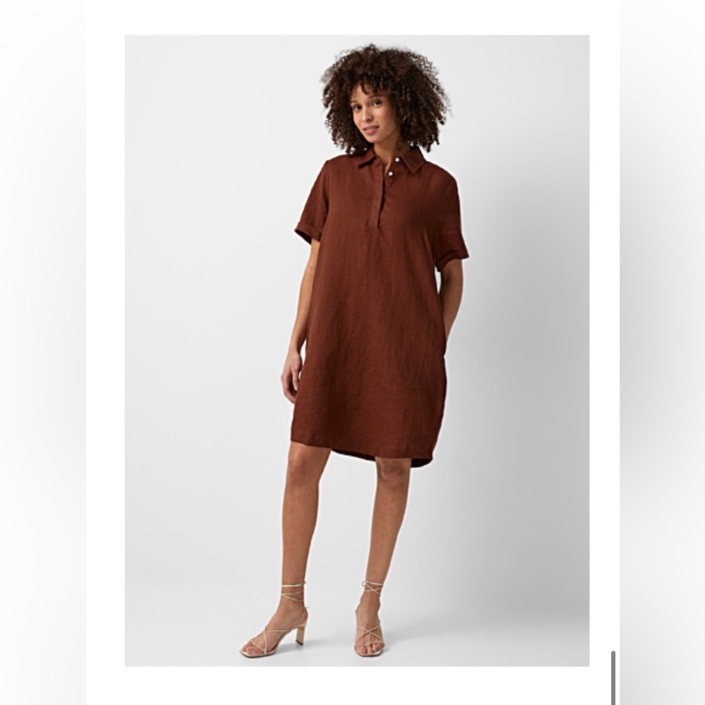Short sleeves linen dress